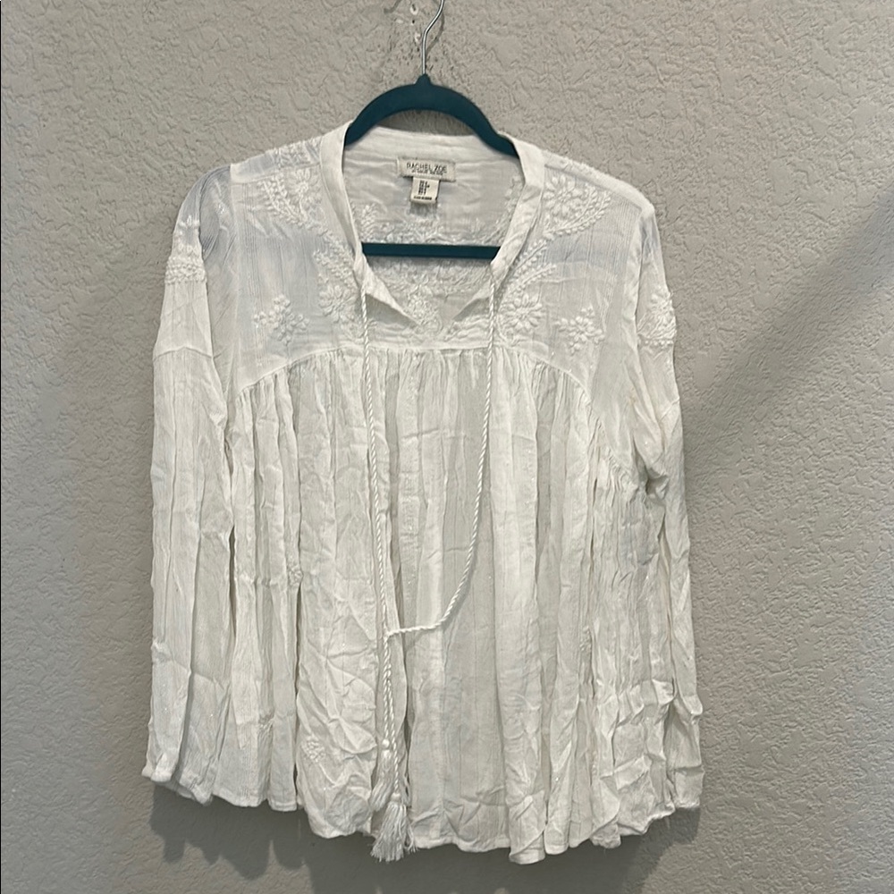 Rachel Zoe Women's White Embroidered Top Small